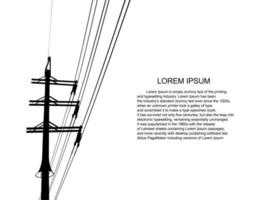 Electric pole .High Voltage transmission systems. A network of interconnected electrical in all areas. Symbols, steps business planning Suit. presentation, and advertisement.  Vector illustration.