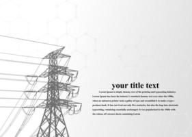 Electric pole .High Voltage transmission systems. A network of interconnected electrical in all areas. Symbols, steps business planning Suit. presentation, and advertisement.  Vector illustration.