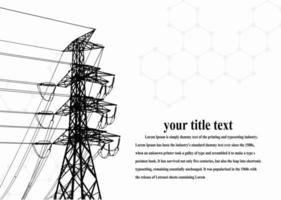 Electric pole .High Voltage transmission systems. A network of interconnected electrical in all areas. Symbols, steps business planning Suit. presentation, and advertisement.  Vector illustration.