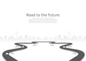 Roadway journey to the future. Asphalt street isolated on white background. Symbols Way to the goal of the end point. Path mean successful business planning Suitable for advertising and presentstation vector