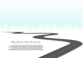 Roadway journey to the future. Asphalt street isolated on white background. Symbols Way to the goal of the end point. Path mean successful business planning Suitable for advertising and presentstation vector