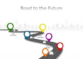 Roadway journey to the future. Asphalt street isolated on white background. Symbols Way to the goal of the end point. Path mean successful business planning Suitable for advertising and presentstation vector