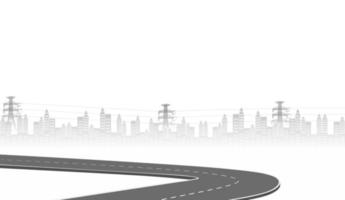 Roadway journey to the future. Asphalt street isolated on white background. Symbols Way to the goal of the end point. Path mean successful business planning Suitable for advertising and presentstation vector