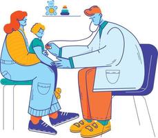 Pediatrician examining boy vector