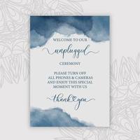 Welcome To Our Unplugged Ceremony. Wedding Sign. Welcome To Our Wedding. vector
