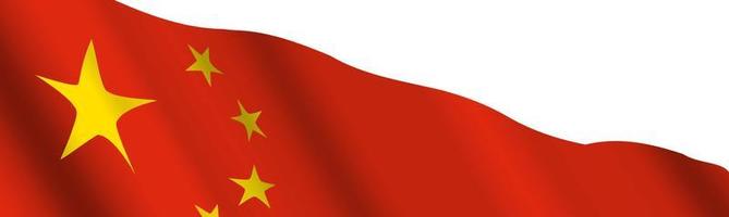 Chinese waving flag for banner, website or newsletter header. Background with China national flag. vector