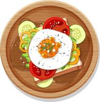 Top view of breakfast set in a dish in cartoon style isolated vector