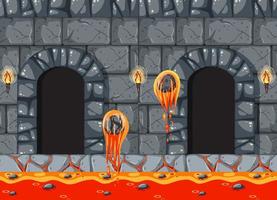 plantilla de juego de plataformas de cueva de lava vector