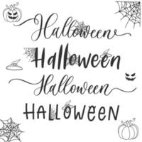 Halloween set hand lettering text banner vector. vector