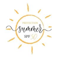 SPF 50 protection Sun protection summer icon design. UV symbol. SPF sun sign. Ultra violet rays radiation. vector