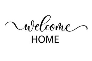 Bienvenido a casa: lindo cartel de vivero dibujado a mano con letras en estilo escandinavo. vector