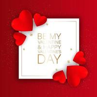 Be my Valentine. Gold heart on red background. vector