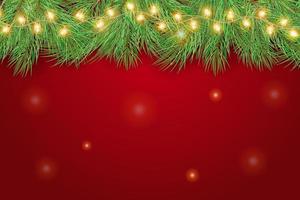 Christmas garland with fir branches. Green christmas tree branches borders isolated . Holiday background. vector