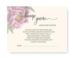 Bump game Baby shower card. Wavy elegant calligraphy spelling for decoration on baby shower. vector