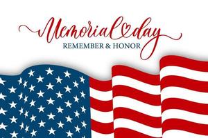 Memorial Day banner, website or newsletter header. Background with American national flag. United States of America holiday. vector