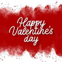 Happy valentines day handwritten text on red watercolor background vector