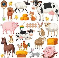Seamless pattern with cute farm animals cartoon character vector