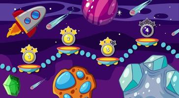 una plantilla de juego escena espacial galaxia vector