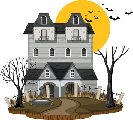 Halloween haunted house on white background