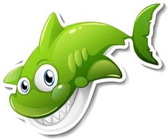 Smiling shark cartoon sticker vector