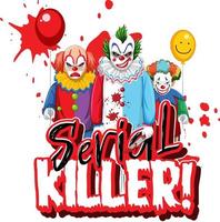 Serial killer with creepy clown character vector