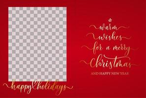 Merry Christmas Photo Frame. Happy holidays calligraphy inscription. vector