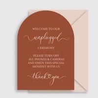 Welcome To Our Unplugged Ceremony. Wedding arch Sign. Welcome To Our Wedding. vector