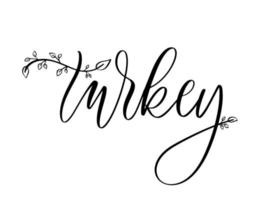 Turkey on fire - calligraphy inscription with leaves. vector