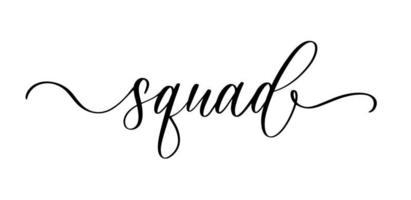 Squard. Ortografía de caligrafía elegante ondulada para decoración en despedida de soltera. vector