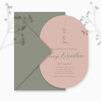 Modern wedding invitation, wedding invitation template, arch shape with Gypsophila shadow and handmade calligraphy. vector