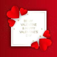 Be my Valentine. Gold heart on red background. vector