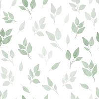 Simple and cute watercolor floral seamless pattern. Spring branches and leaves. vector