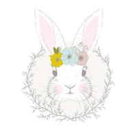 Cute little rabbit or bunny vector print for baby room, baby shower, greeting card, kids and baby t-shirts and wear.