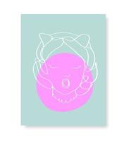 Vase girl head bubble gum Sculpture Modern poster in line. vector