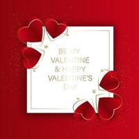 Be my Valentine. Gold heart on red background. vector