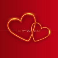 Be my Valentine. Neon heart on red background. vector