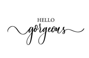 Hello gorgeous. Modern calligraphy inscription poster. Wall art decor. vector