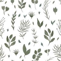 Seamless pattern of vector watercolor leaves and branches. Lovely design element to make your own pattern, laurels and compositions.