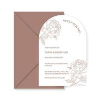 Modern wedding invitation, burnt orange wedding invitation template, arch shape with Gypsophila shadow and handmade calligraphy. vector