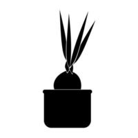 Bulbous houseplants, potted bulb flower silhouette, potted flower icon vector