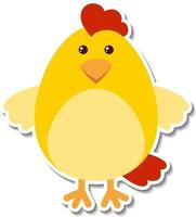 etiqueta engomada de la historieta del animal del pollo rechoncho vector