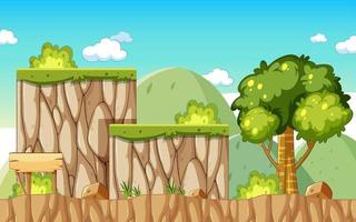 una escena de bosque de plantilla de juego vector