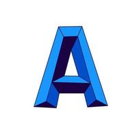 Blue letter A in cartoon style. Vector. Monogram, emblem for a company or firm. Corporate sign. vector