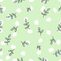 Retro style leaves doodle seamless pattern. vector