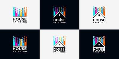 Paint house logo design template vector