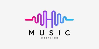H Music logo design vector