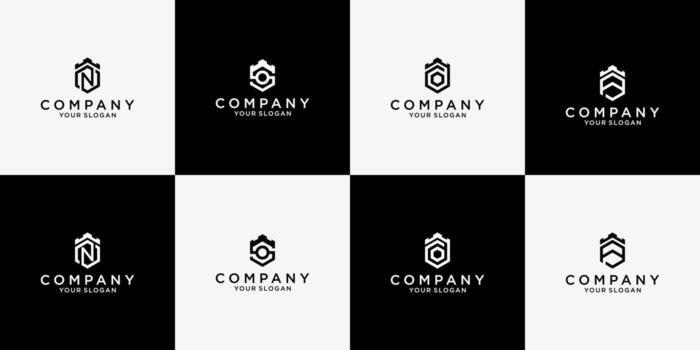 Logo bundle initial shield vector