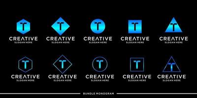 Logo bundle initial letter abstract vector