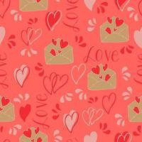 vector seamless pattern of hearts and gifts with congratulations declaration of love on Valentine's Day 14 February. Background for invitations, wallpaper, wrapping paper and scrapbooking