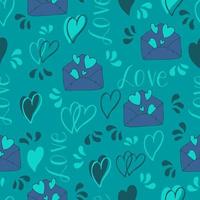 vector seamless pattern of hearts and gifts with congratulations declaration of love on Valentine's Day 14 February. Background for invitations, wallpaper, wrapping paper and scrapbooking